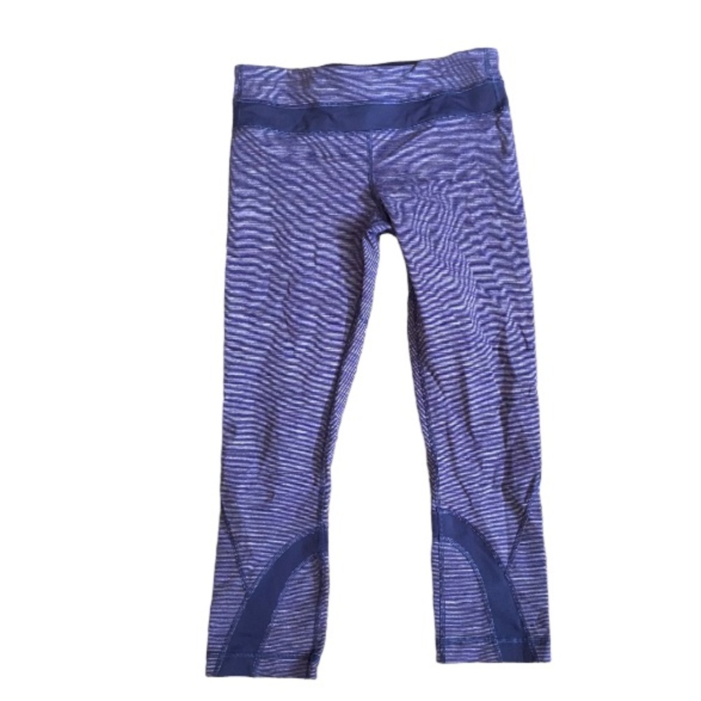 Lululemon Run Inspire 2 Purple Crop Stripe Legging Size 6